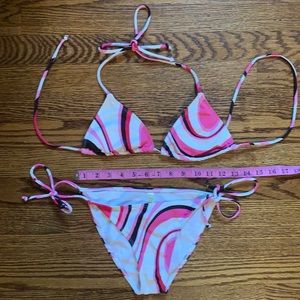 Pink swirl string bikini